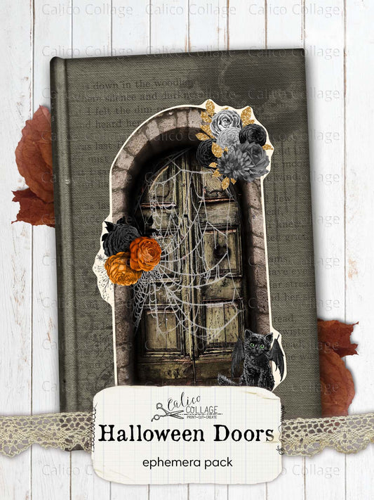 Halloween Wooden Door, Junk Journal Printable