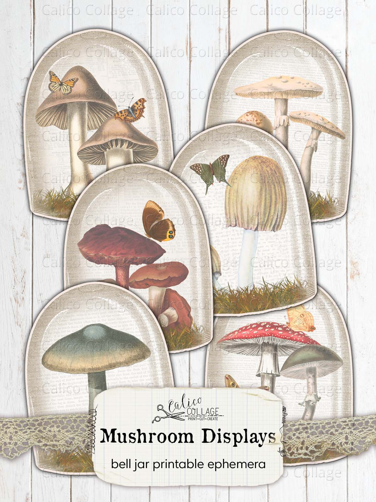 Mushroom Bell Jar Junk Journal Printable