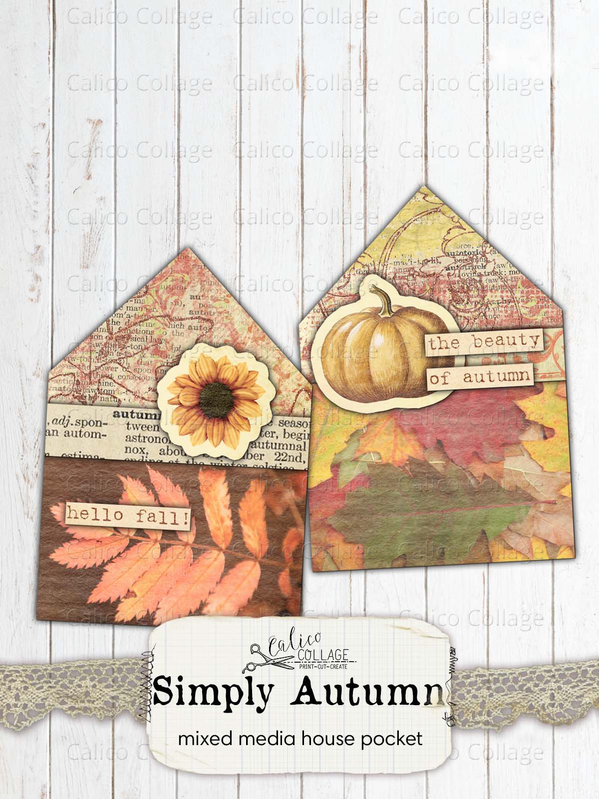 Autumn Junk Journal Pocket, Junk Journal Printable