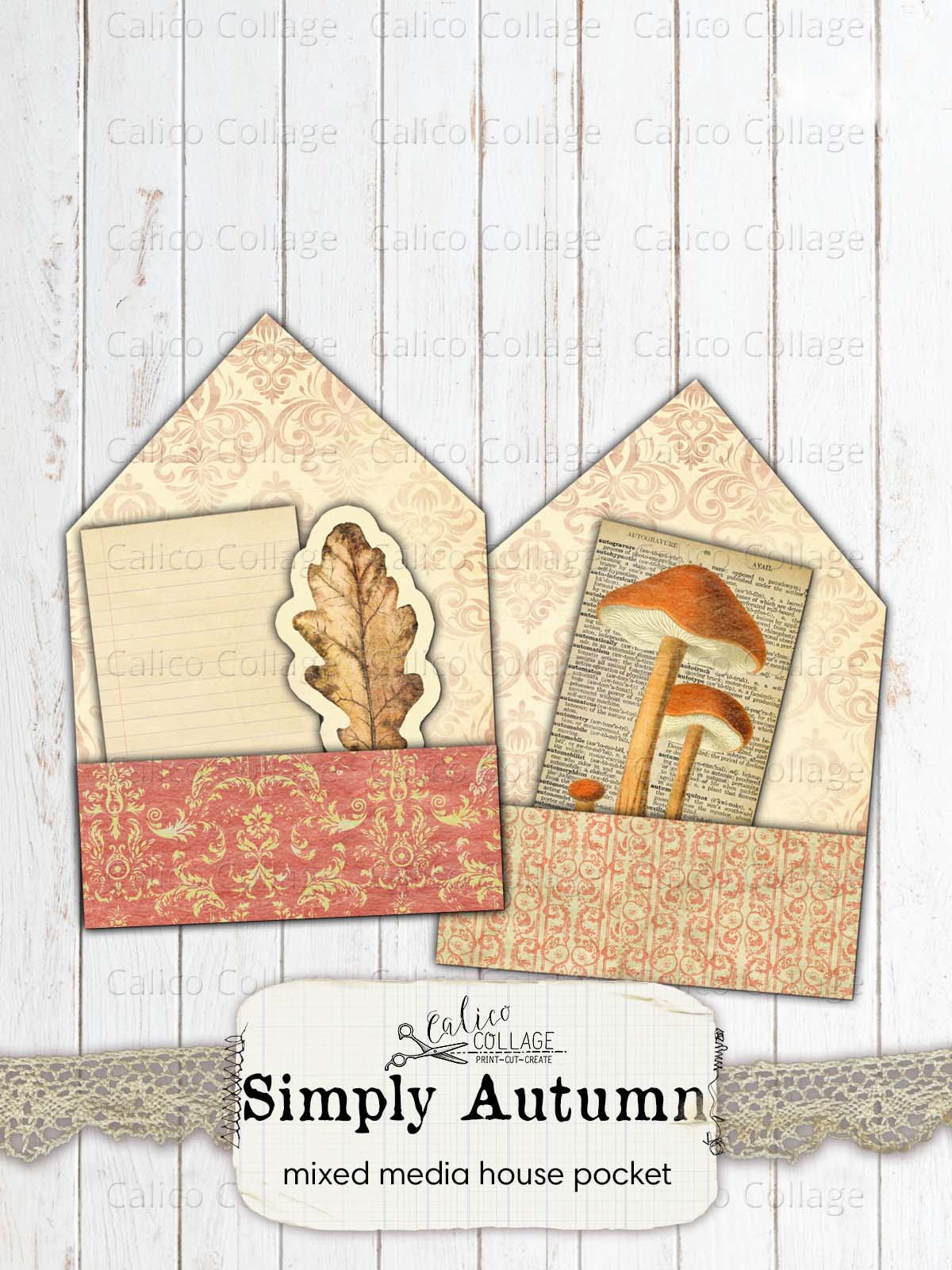 Autumn Junk Journal Pocket, Junk Journal Printable