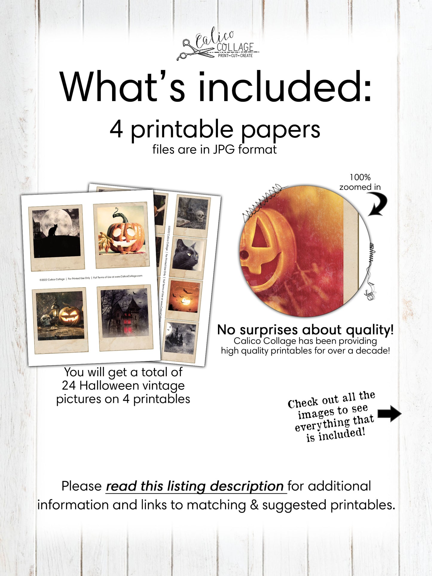 Vintage Halloween Ephemera, Junk Journal Printable Photographs