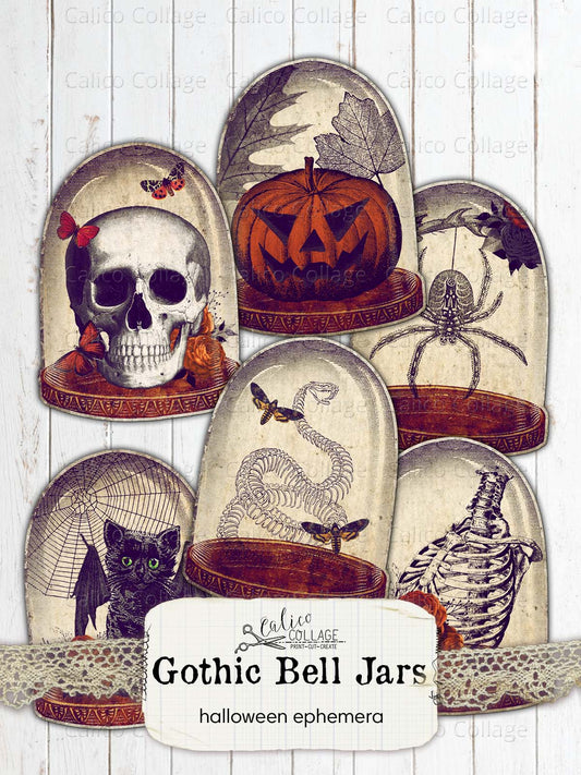 Halloween Bell Jar Tags, Junk Journal Printable