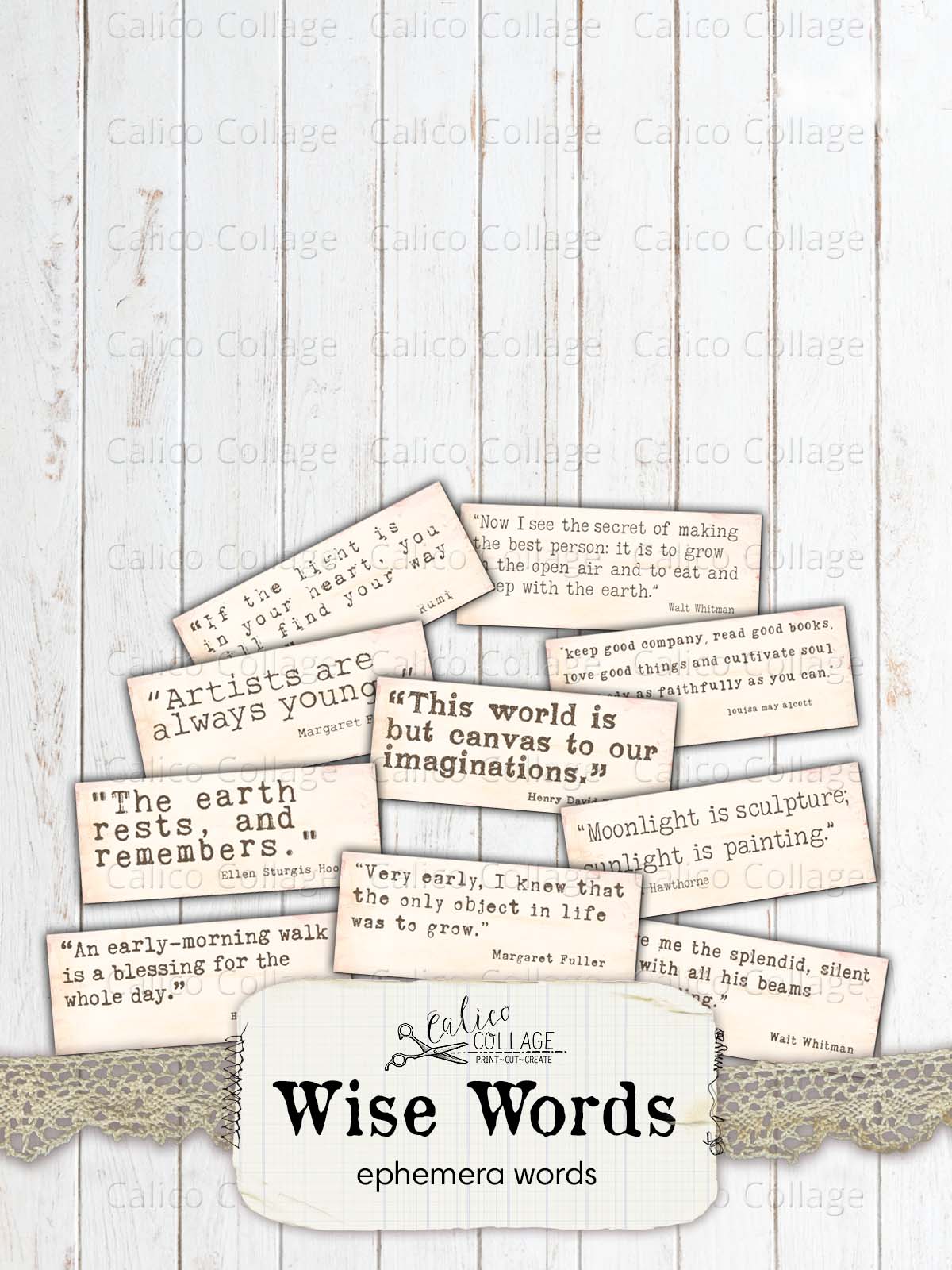 Inspirational Quotes, Wise Ephemera Words, Junk Journal Printable