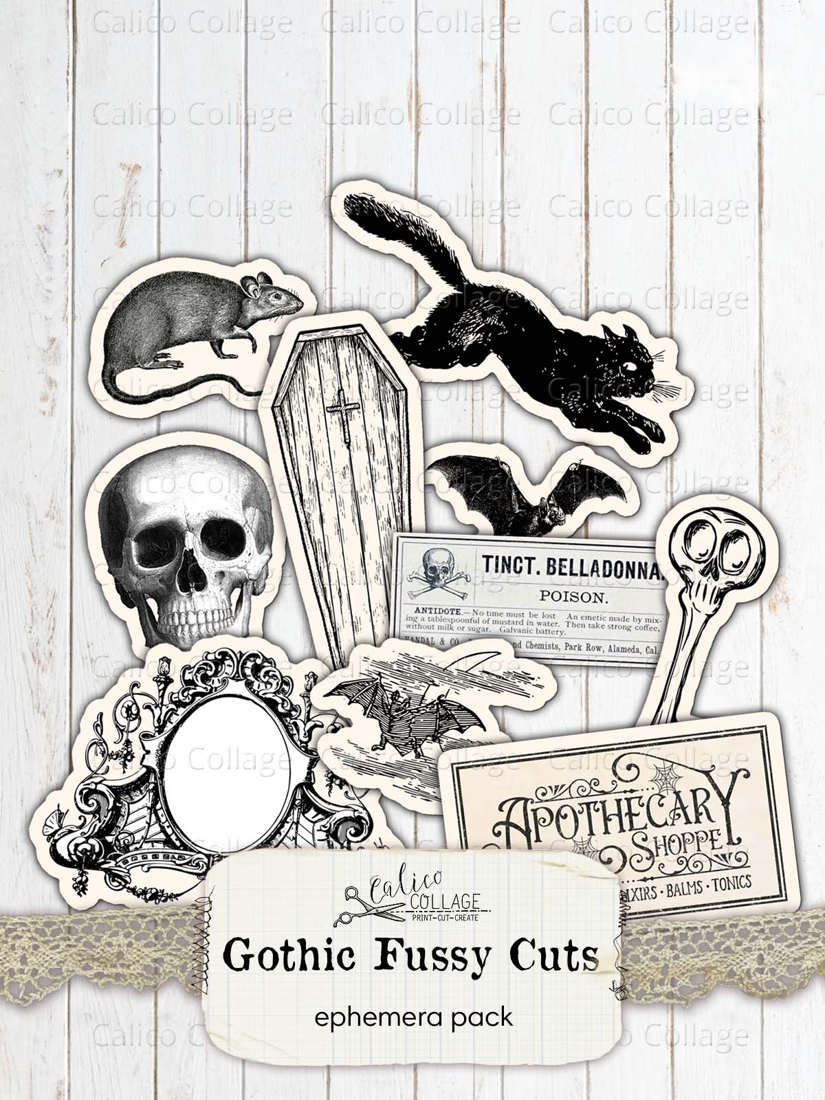 Gothic Fussy Cuts, Halloween Junk Journal Printables