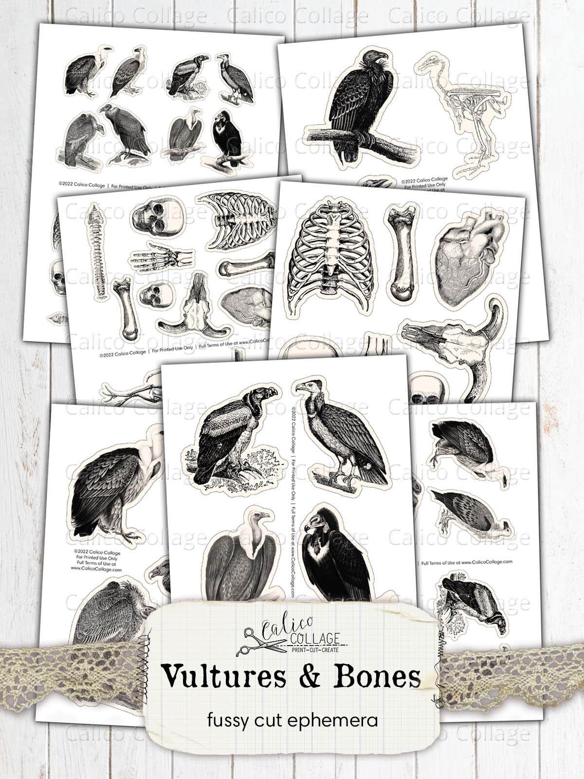 Vultures and Bones Junk Journal Printables