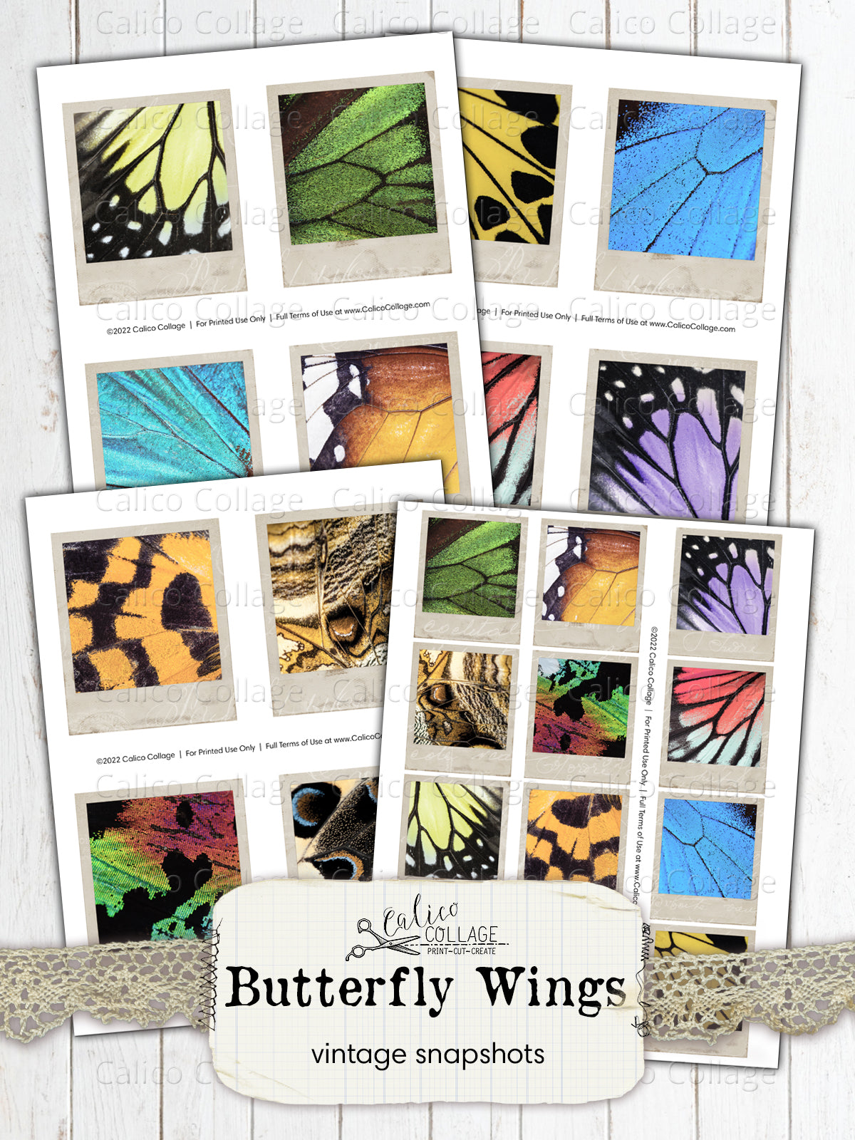 Butterfly Wings Vintage Snapshots, Junk Journal Printable