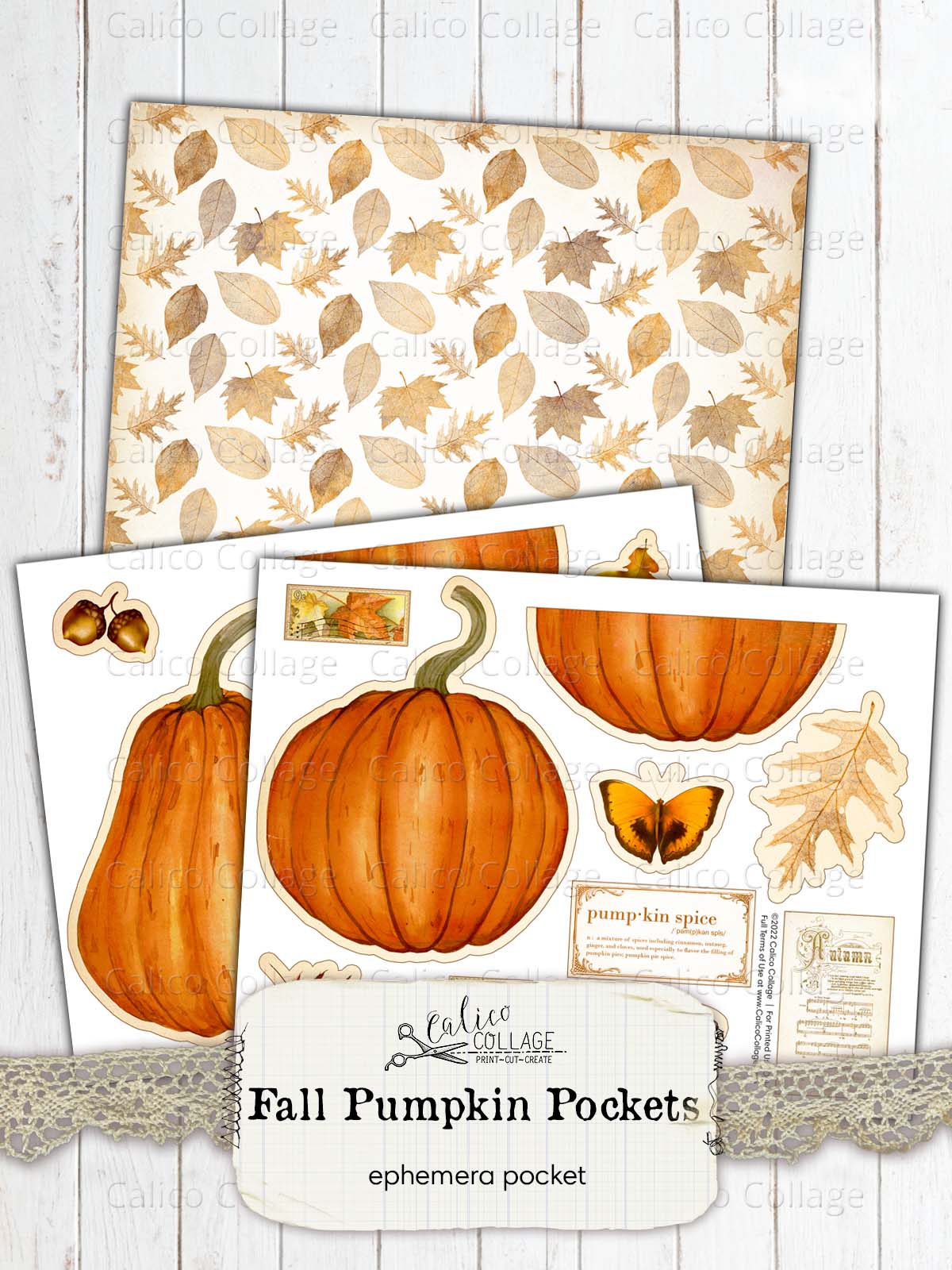 Pumpkin Loaded Pocket, Fall Ephemera Holder