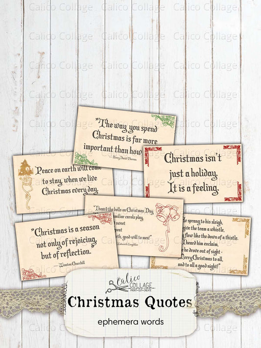 Christmas Quotes, Junk Journal Printable