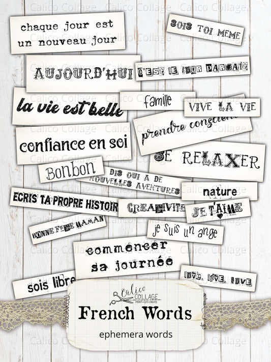 French Ephemera Words for Junk Journals, Take Me To Paris