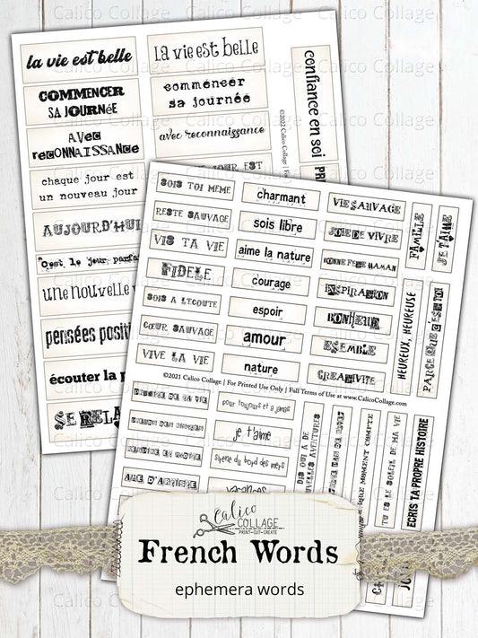 French Ephemera Words for Junk Journals, Take Me To Paris