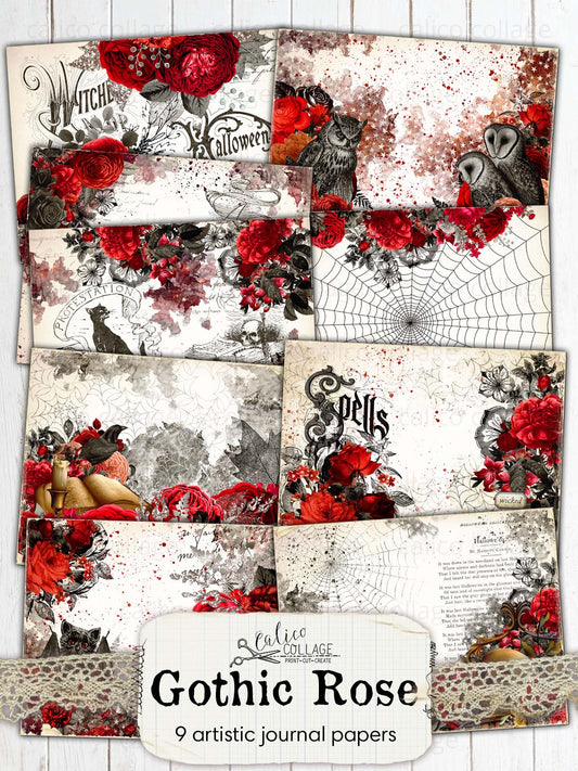 Halloween Ephemera Junk Journal Printable - Gothic Rose